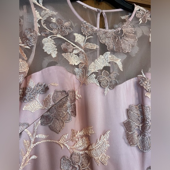 Eliza J floral sheer dress wedding 6 pink rosegold - Picture 3 of 7